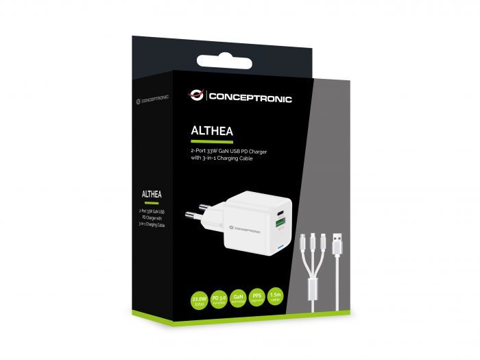 Conceptronic  2-Port 33W USB Charger White