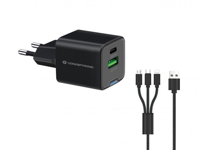 Conceptronic  2-Port 33W USB Charger Black