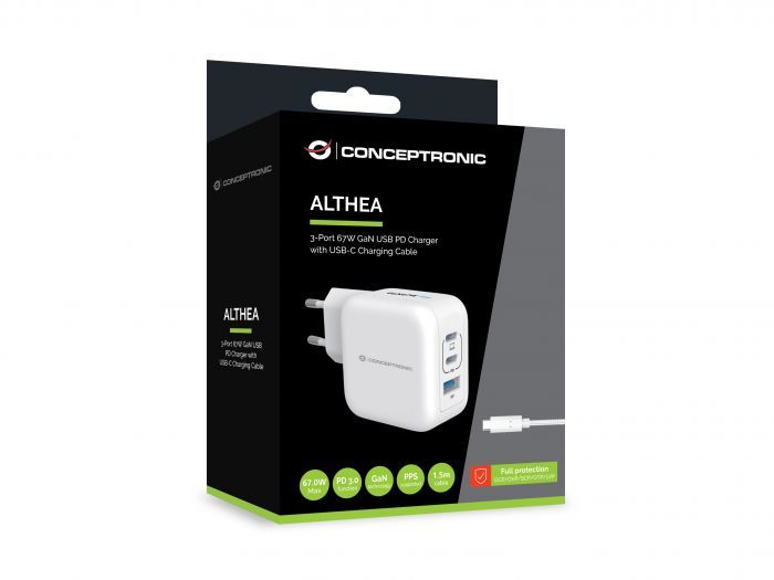 Conceptronic  3-Port 67W USB Charger White