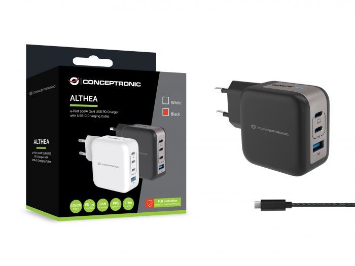 Conceptronic  4-Port 100W USB Charger Black