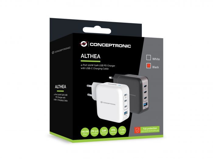 Conceptronic  4-Port 100W USB Charger Black