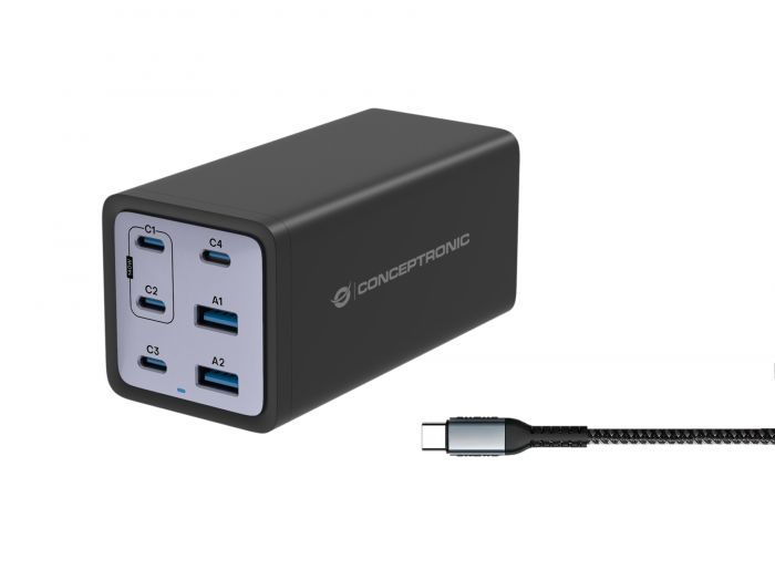 Conceptronic  4-Port 200W USB Charger Black