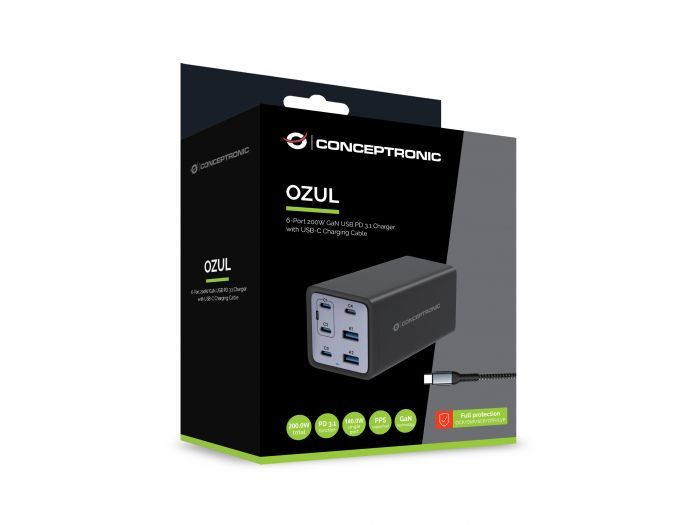 Conceptronic  4-Port 200W USB Charger Black