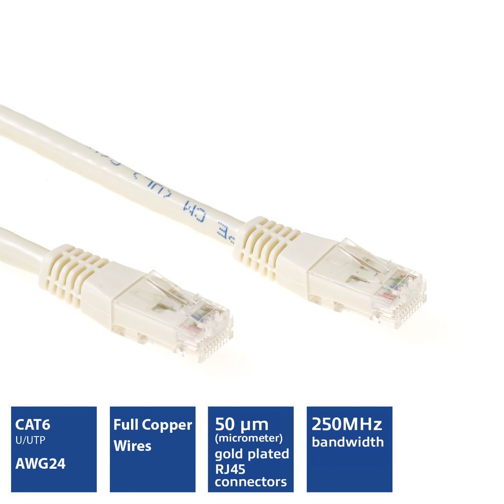 ACT CAT6 U-UTP Patch Cable 2m Ivory