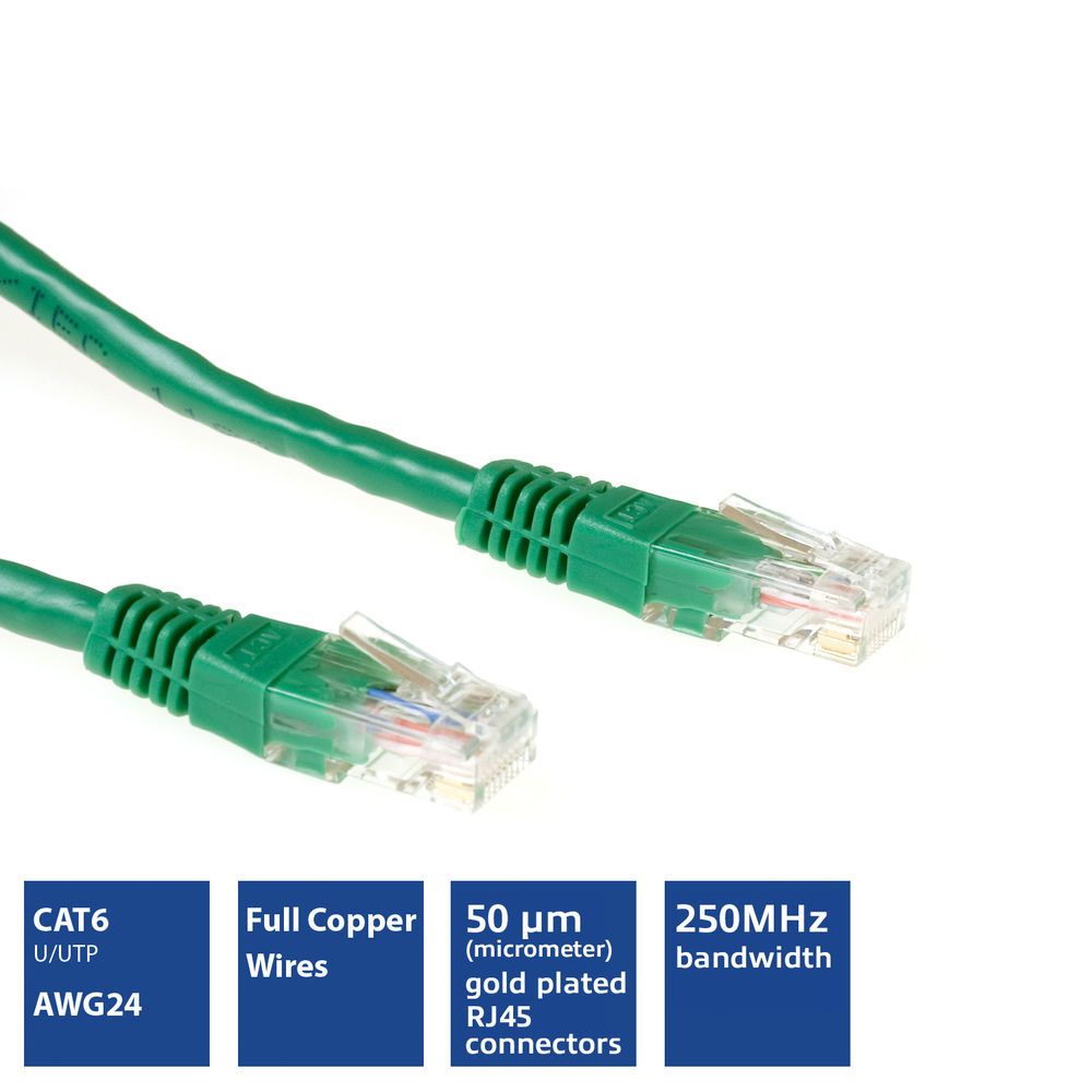 ACT CAT6 U-UTP Patch Cable 7m Green