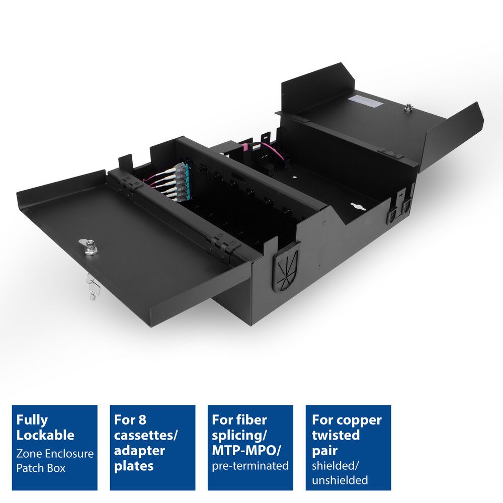 ACT Lockable zone enclosure patch box 8 slots for fiber and copper