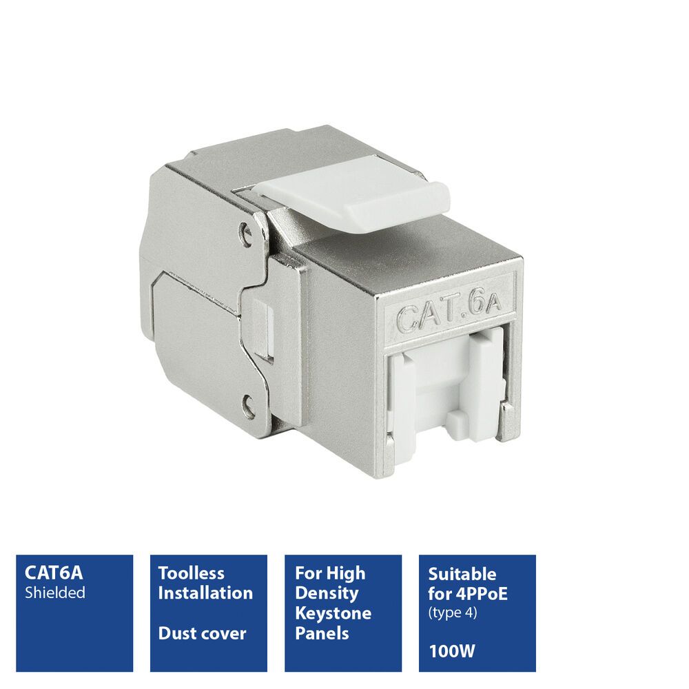 ACT Keystone Jack RJ45 CAT6A Shielded toolless with shutter