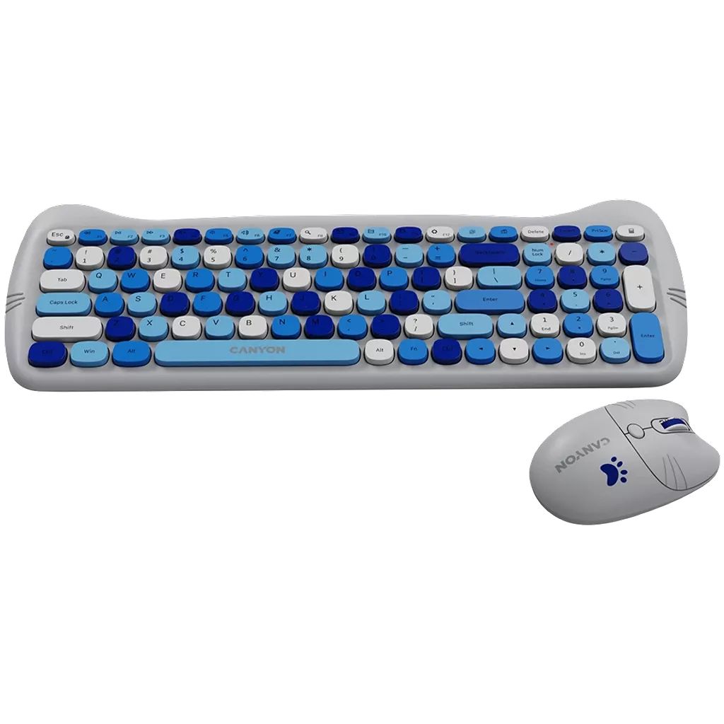 Canyon CNS-HSETW6BL-HU Wireless Keyboard Combo Kitty Edition Blue HU