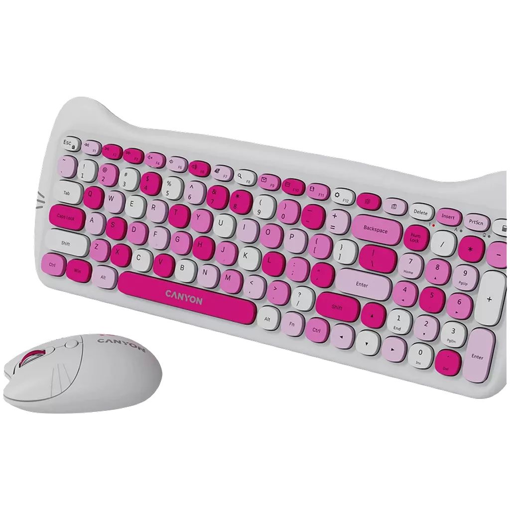 Canyon CNS-HSETW6PK-HU Wireless Keyboard Combo Kitty Edition Pink HU