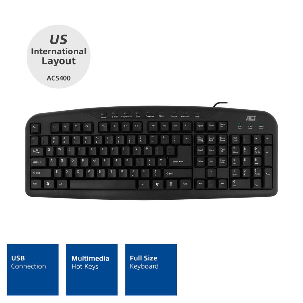 ACT AC5400 USB Keyboard Black US