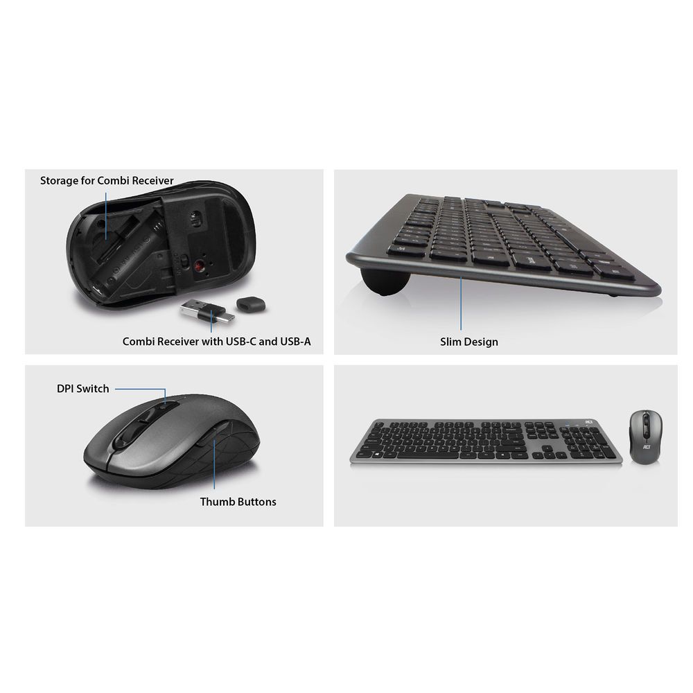 ACT AC5710 Wireless Keyboard Combo Black/Grey US