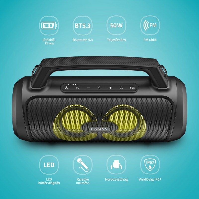 Lamax PartyGo1 Play Bluetooth Party Speaker Black