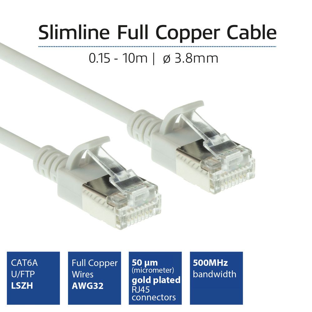 ACT CAT6A U-FTP Patch Cable 0,5m Grey