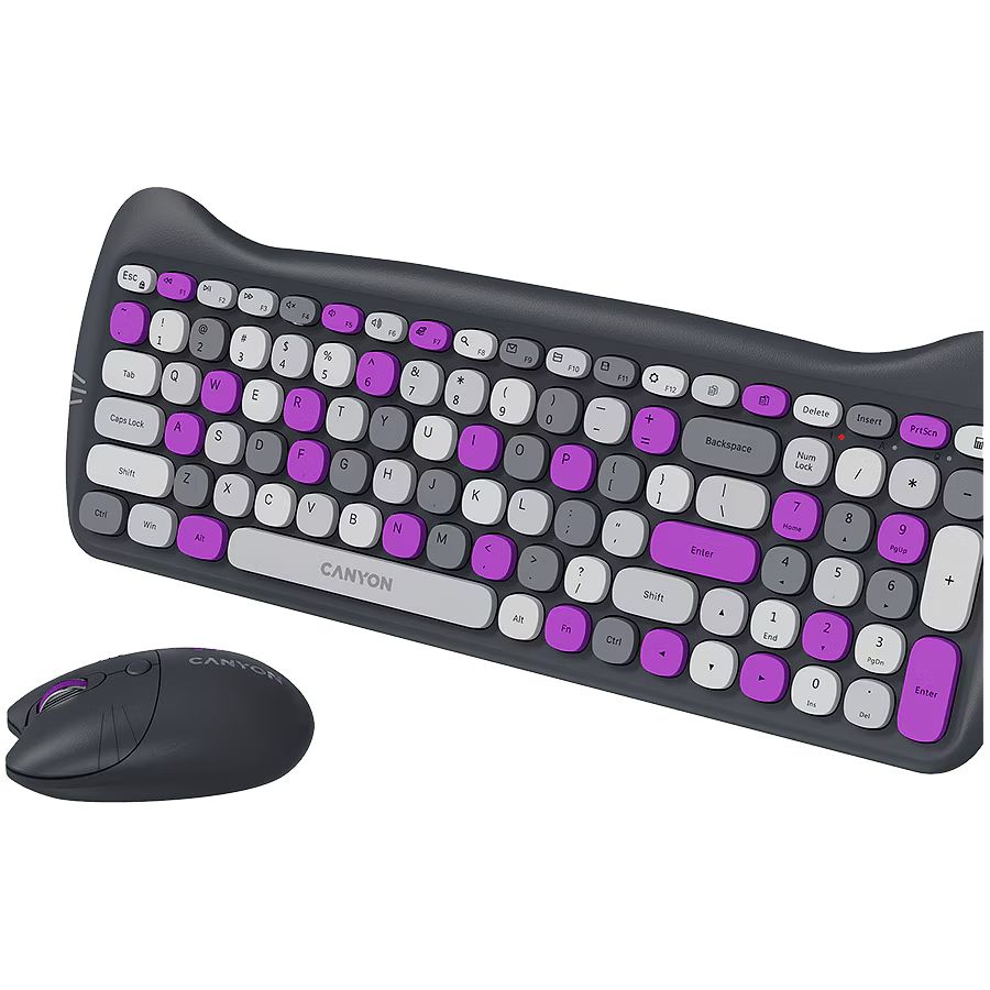 Canyon HSET-W6 Wireless Keyboard Kitty Edition Violet HU