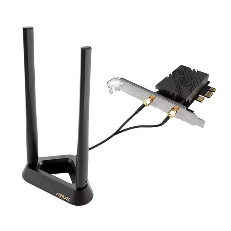 Asus PCE-BE92BT WiFi 7 PCI-E Adapter with 2 external antennas and magnetized base