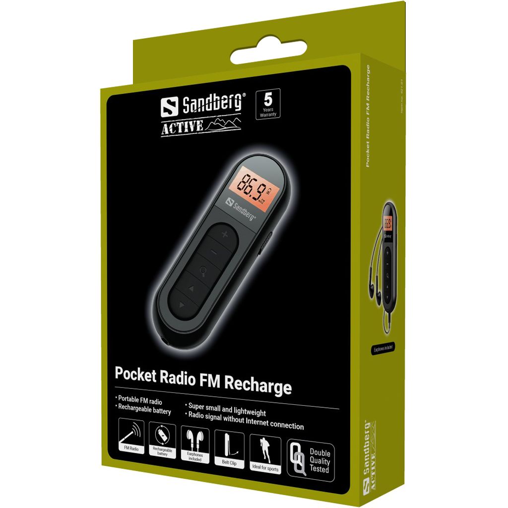 Sandberg Pocket Radio FM Recharge Black