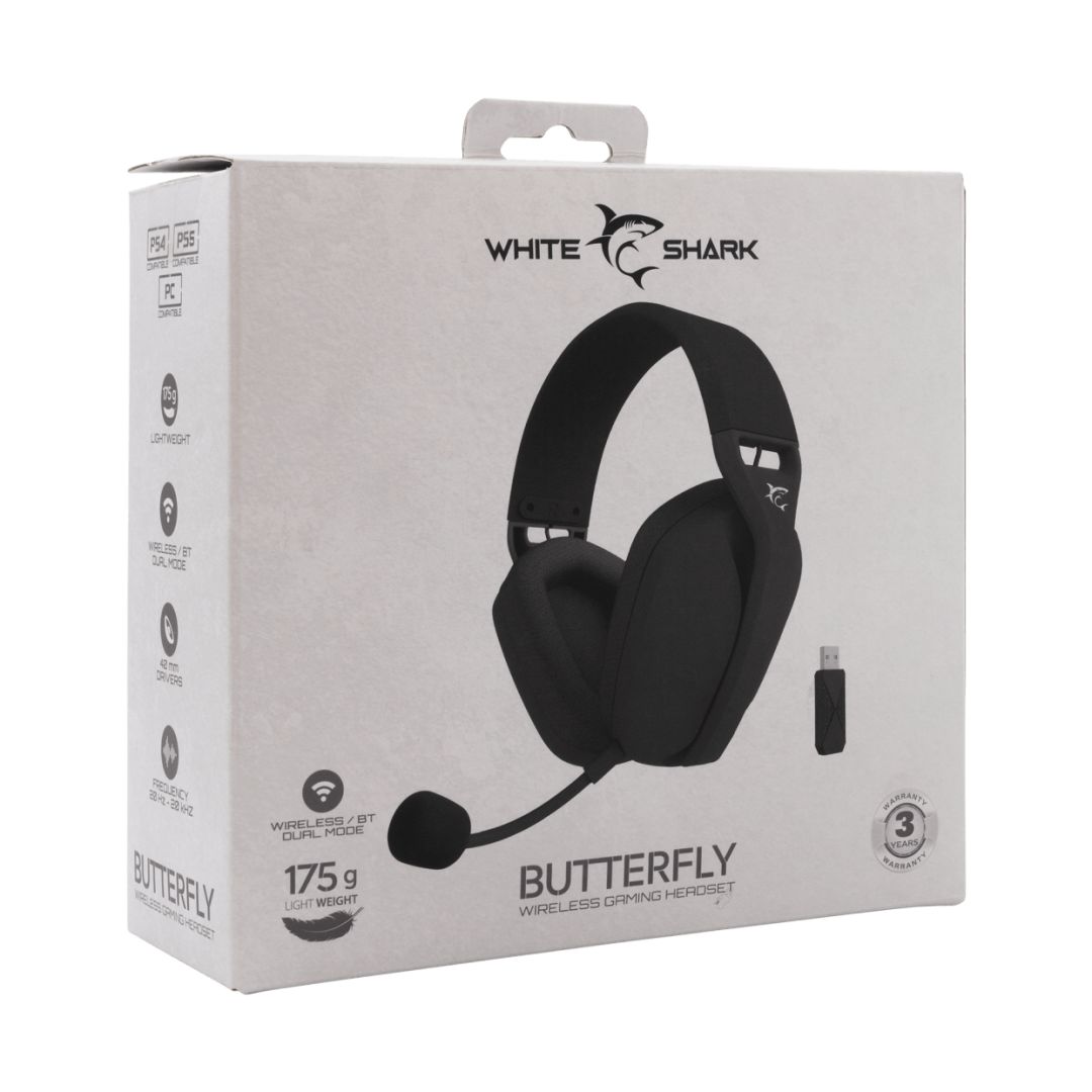 White Shark WGH-2442B Butterfly Wireless Bluetooth Gaming headset Black