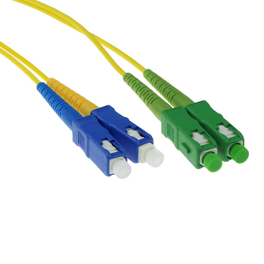 ACT LSZH Singlemode 9/125 OS2 fiber patch cable duplex with SC/APC and SC/PC connectors 5m Yellow