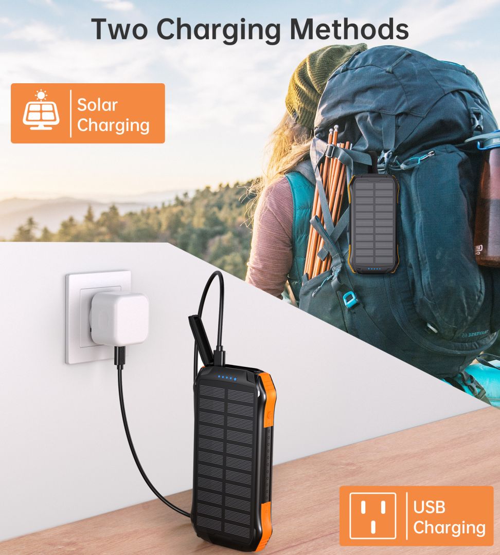 Choetech  B658 10000mAh Solar PowerBank Black/Orange