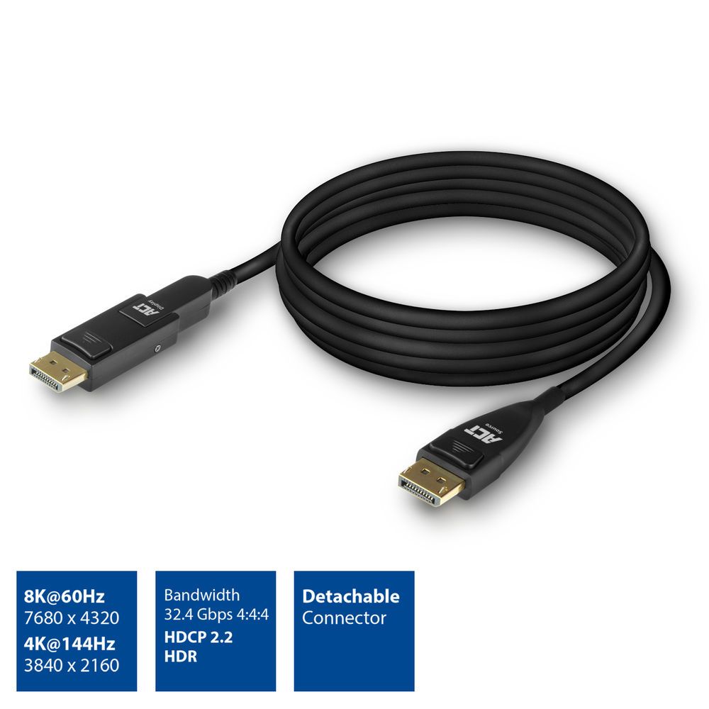 ACT DisplayPort Active Optical Cable 8K DisplayPort male to DisplayPort male 20m Black