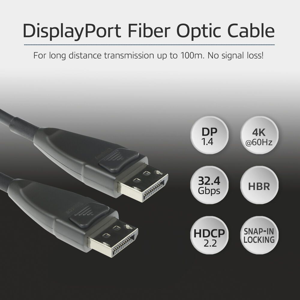 ACT DisplayPort Active Optical Cable DisplayPort male to DisplayPort male 20m Black