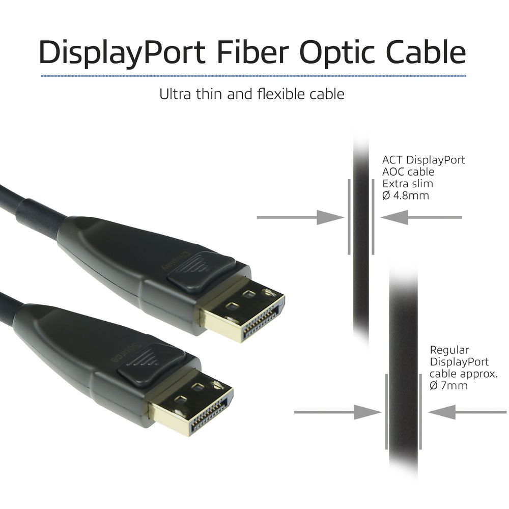 ACT DisplayPort Active Optical Cable DisplayPort male to DisplayPort male 20m Black