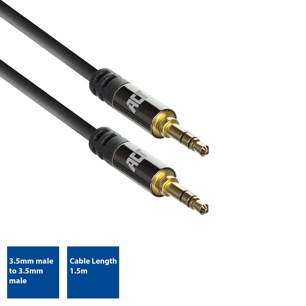 ACT High Quality stereo audio connection cable 3.5 mm jack male - male 1,5m Black