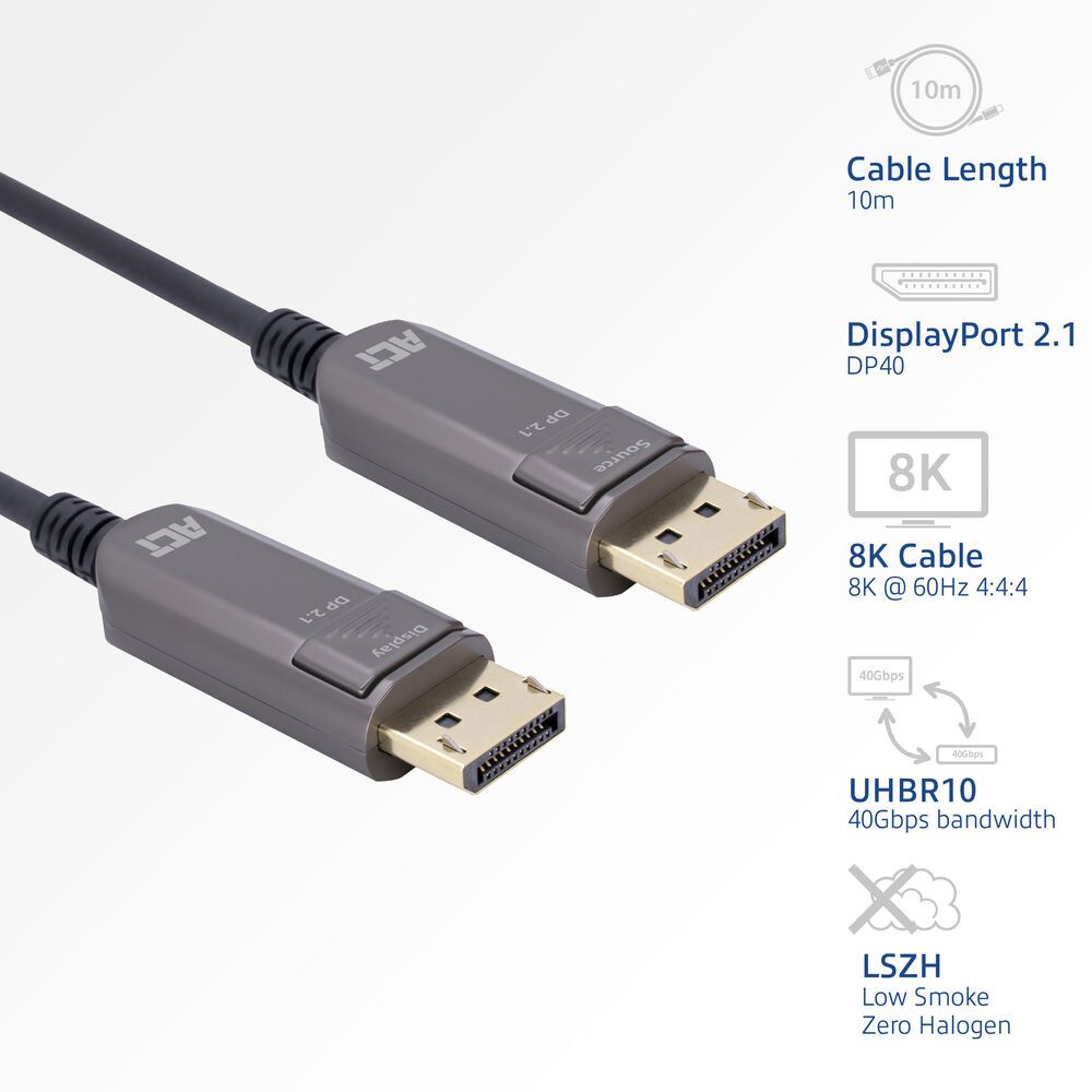 ACT DisplayPort 8K Active Optical Cable male/male 30m Black