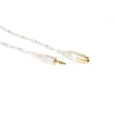 ACT High quality audio connection cable 1x 3,5 mmm jack male to 1x 3.5mm stereo jack female 5m Transparent