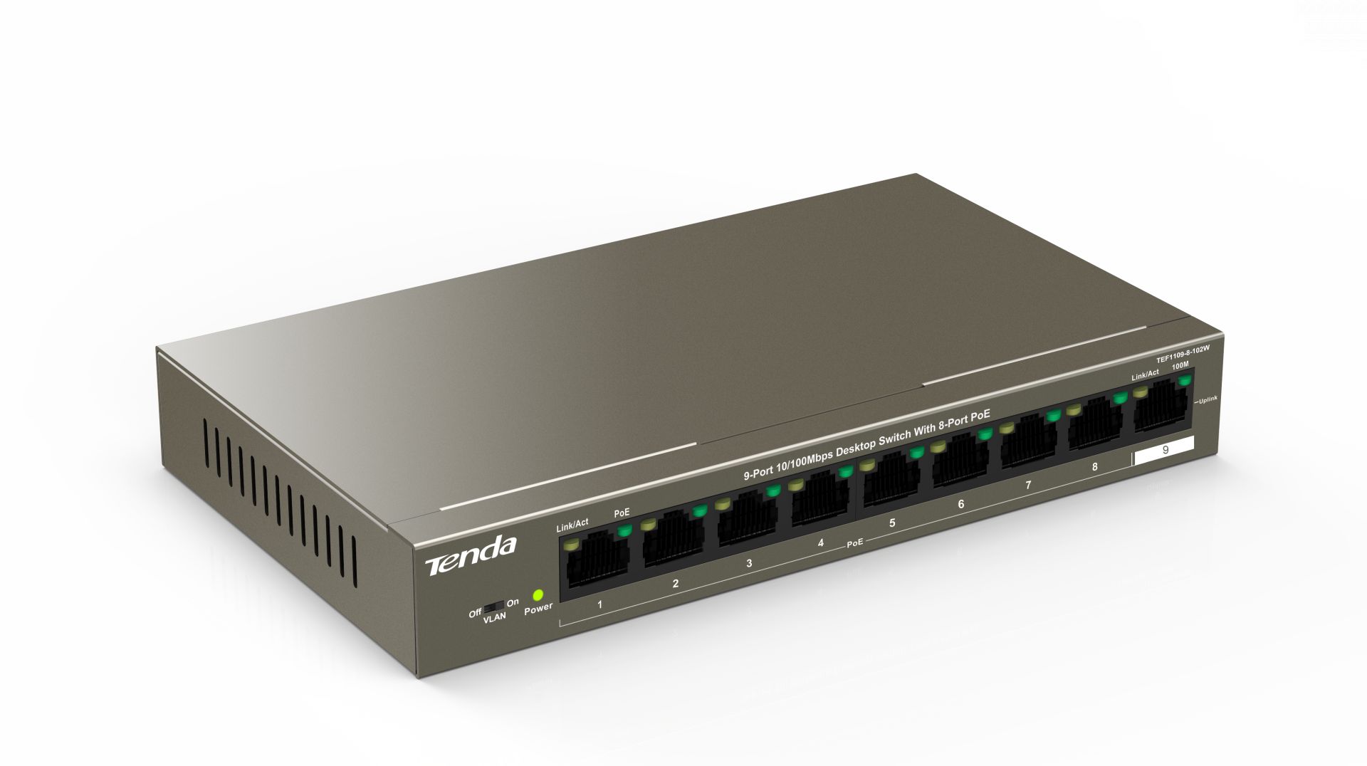 Tenda TEF1109P-8-102W  9-Port Fast Unmanaged Switch With 8-Port PoE