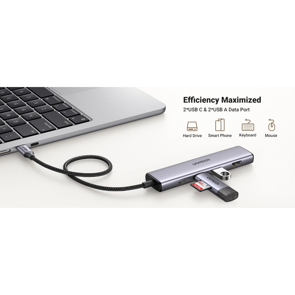 UGREEN 4-portos USB3.0 HUB Grey