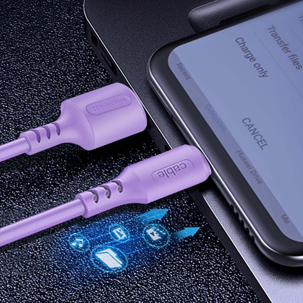 ColorWay USB to Apple Lightning (soft silicone) 2.4A 1m Purple