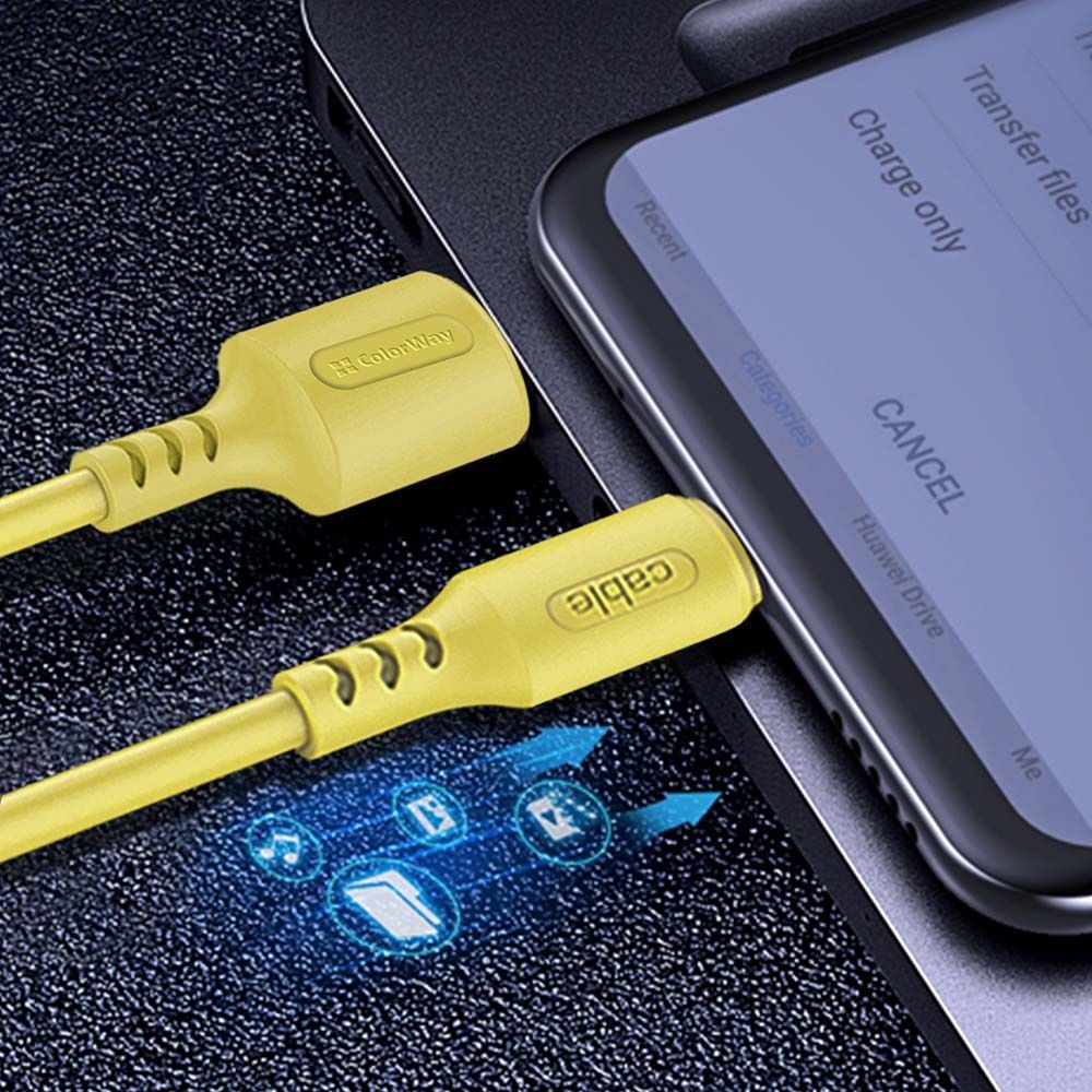 ColorWay USB to Apple Lightning (soft silicone) 2.4A 1m Yellow