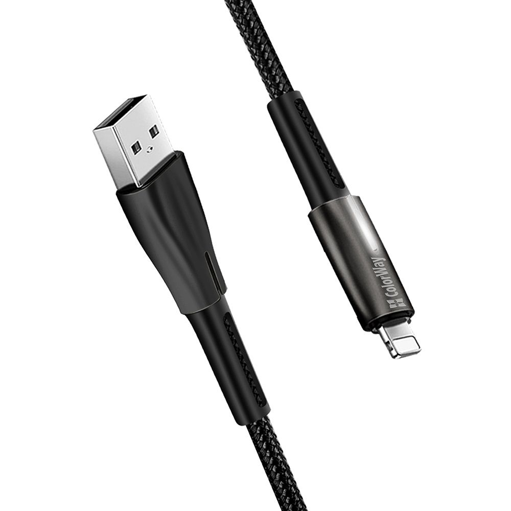 ColorWay USB to Apple Lightning (zinc alloy + led) 2.4A 1m Black