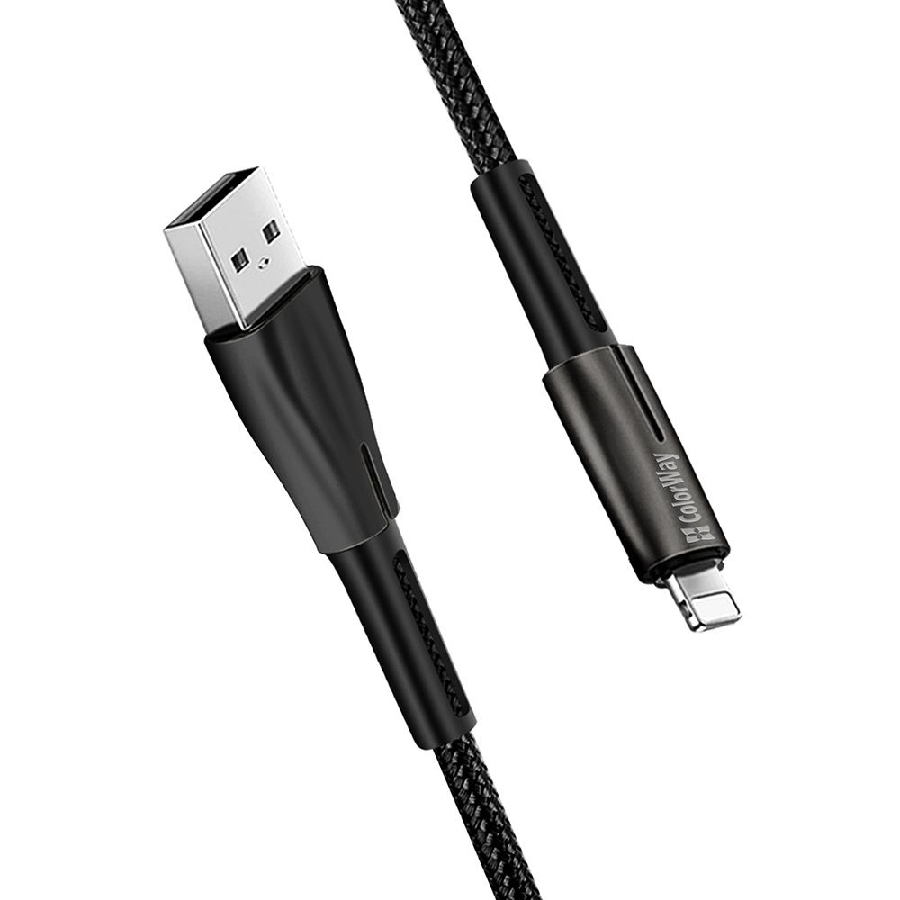 ColorWay USB to Apple Lightning (zinc alloy + led) 2.4A 1m Black