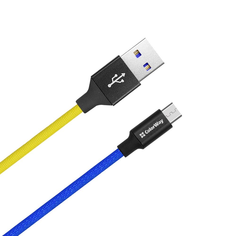 ColorWay USB to MicroUSB (national) 2.4A 1m Blue Yellow