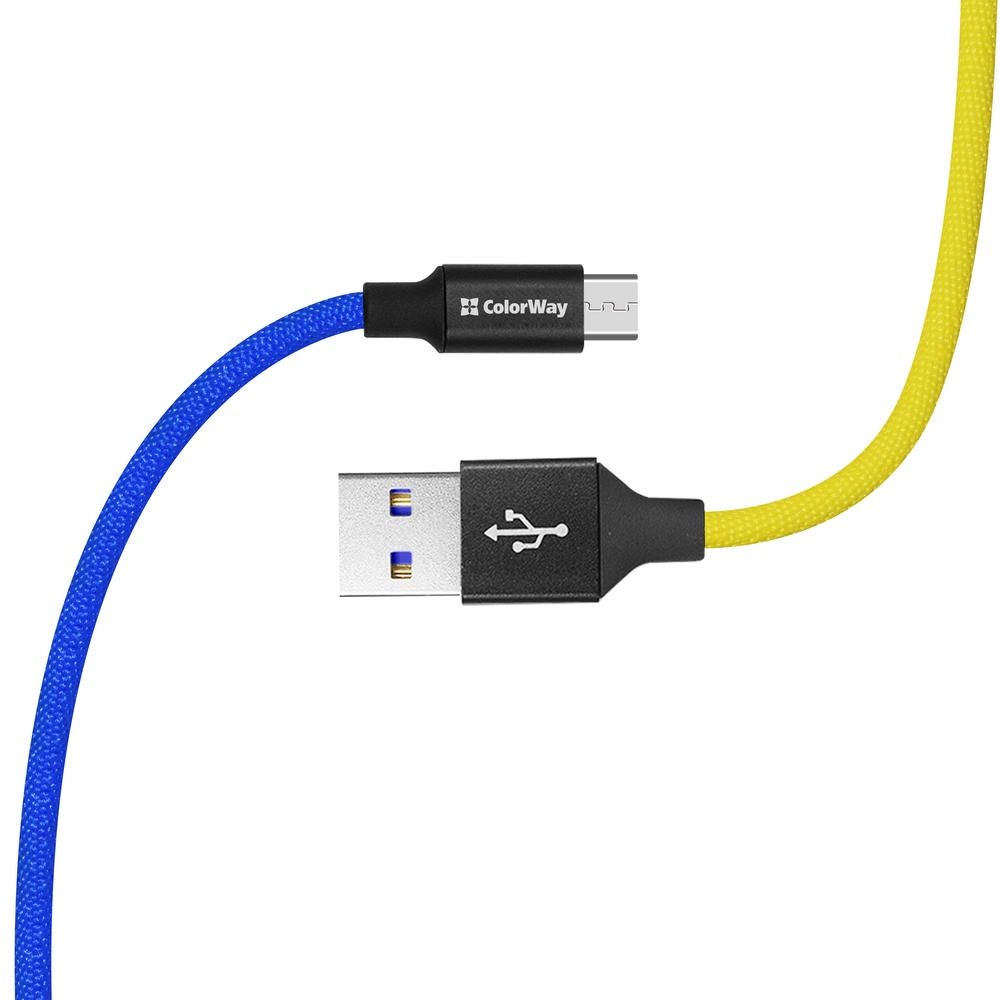 ColorWay USB to MicroUSB (national) 2.4A 1m Blue Yellow