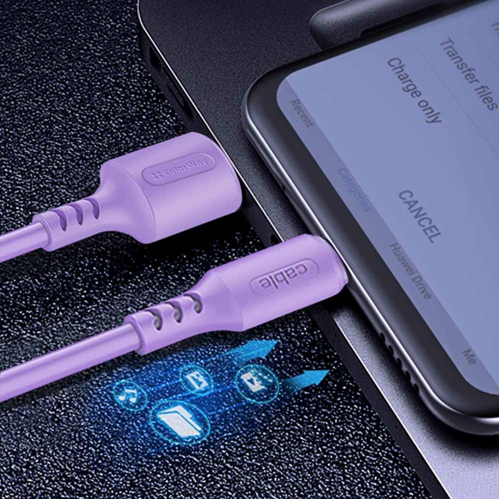 ColorWay USB to MicroUSB (soft silicone) 2.4A 1m Purple