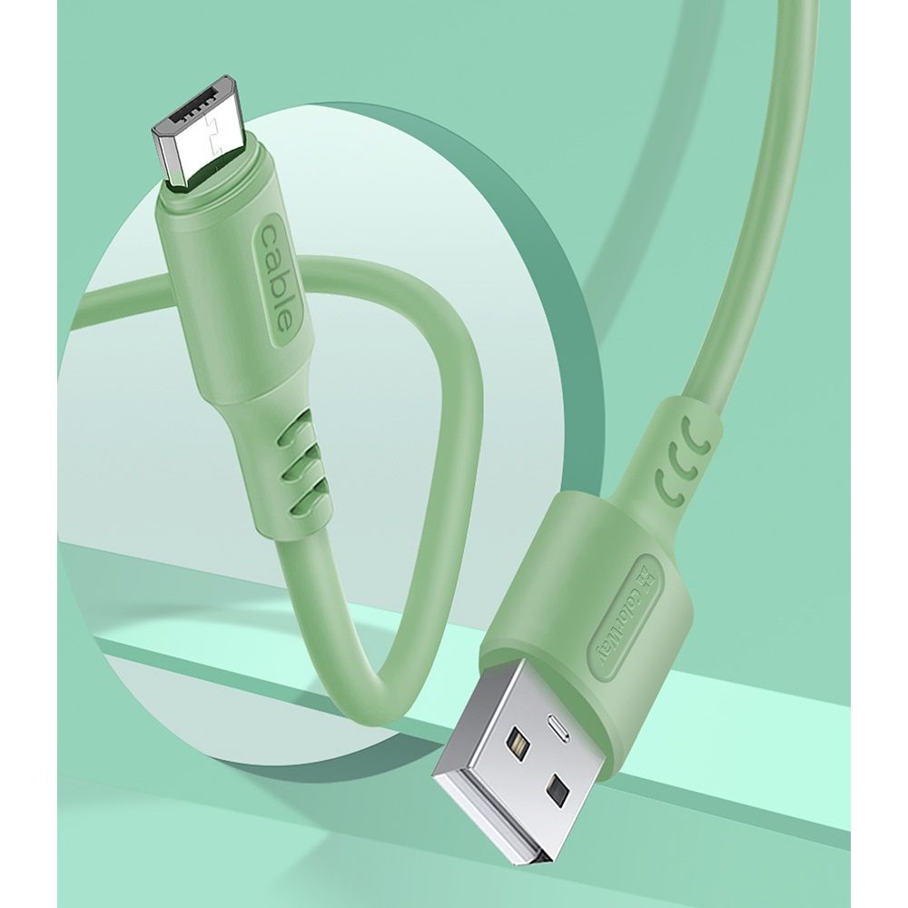 ColorWay USB to MicroUSB (soft silicone) 2.4A cable 1m Green