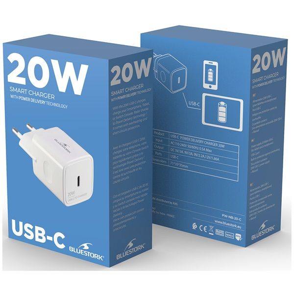 Bluestork PW-NB-20-C 20W USB-C PD Charger White