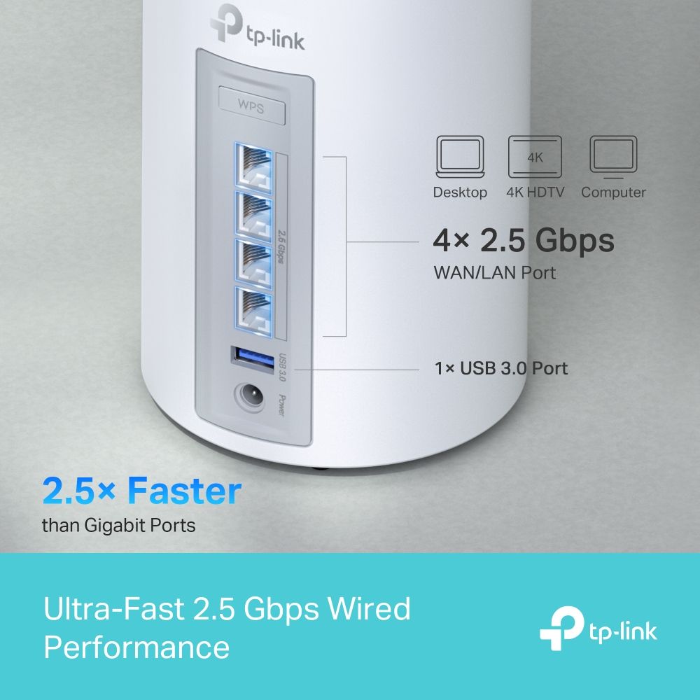 TP-Link Deco BE65 BE11000 Whole Home Mesh Wi-Fi 7 System