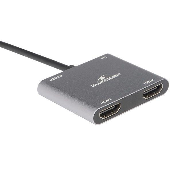 Bluestork HUB-DUO-HDMI USB3.0 USB-C to 2xHDMI Grey