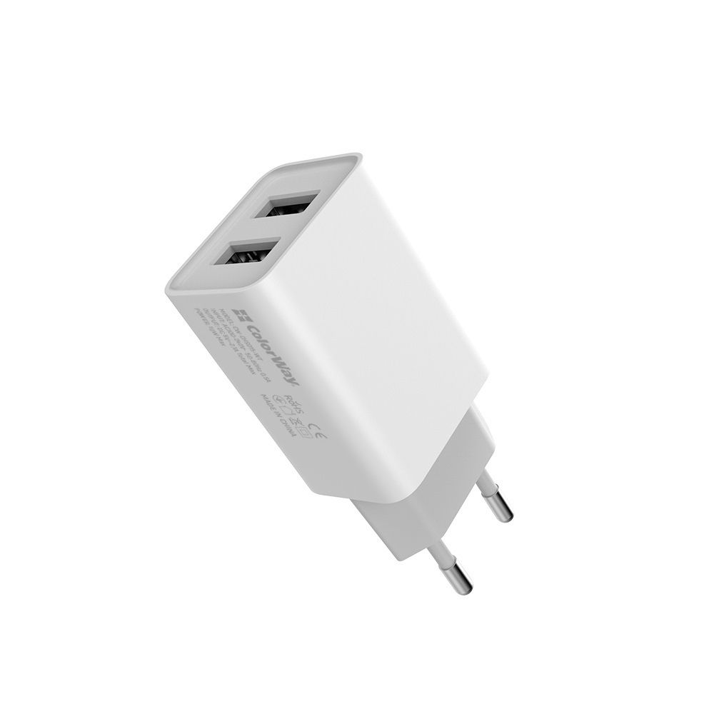 ColorWay USB töltő adapter 2USB AUTO ID 2.1A (10W) White