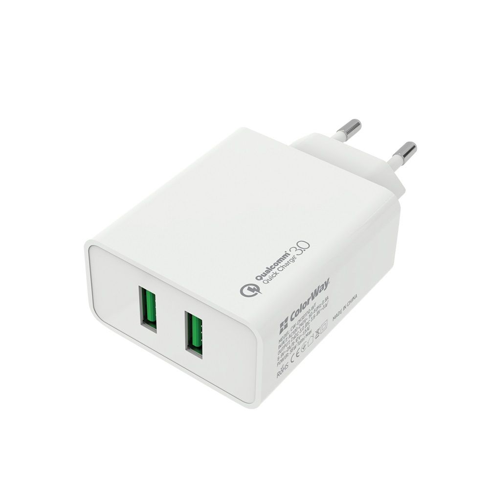 ColorWay USB töltő adapter 2USB Quick Charge 3.0 (36W) White