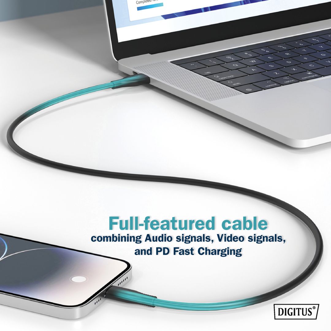 Digitus USB Silicone connection cable USB-C to USB-C 0.5m USB 4.0 Gen3 40G 240W 8K Black