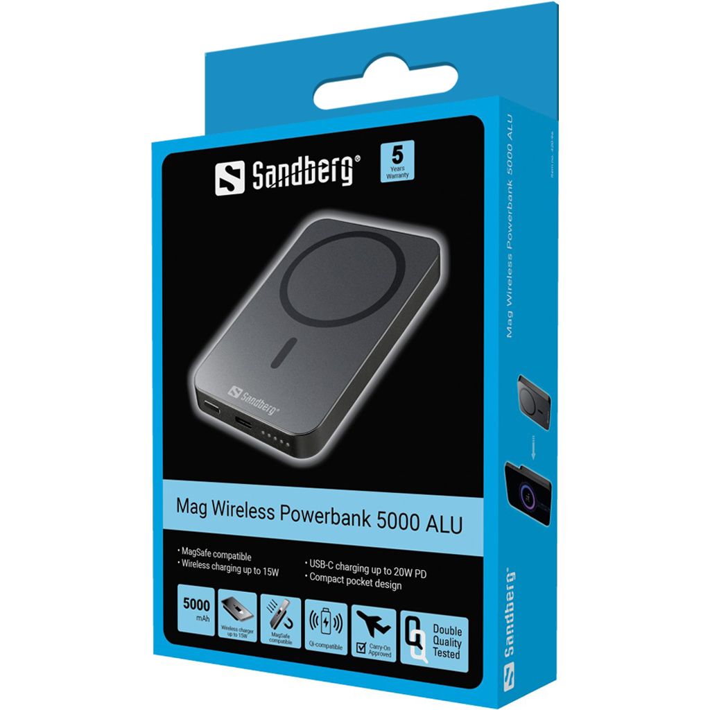 Sandberg Mag Wireless 5000mAh Powerbank Black