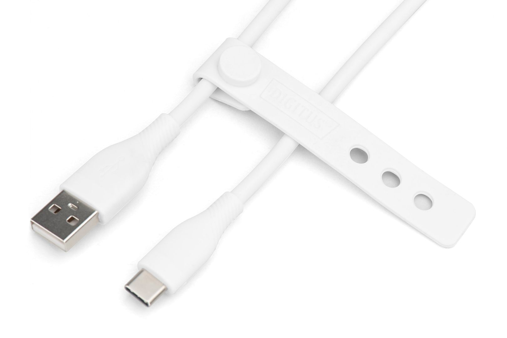 Digitus USB-C Silicone charging cable USB-A to USB-C USB 2.0 60W 1m White