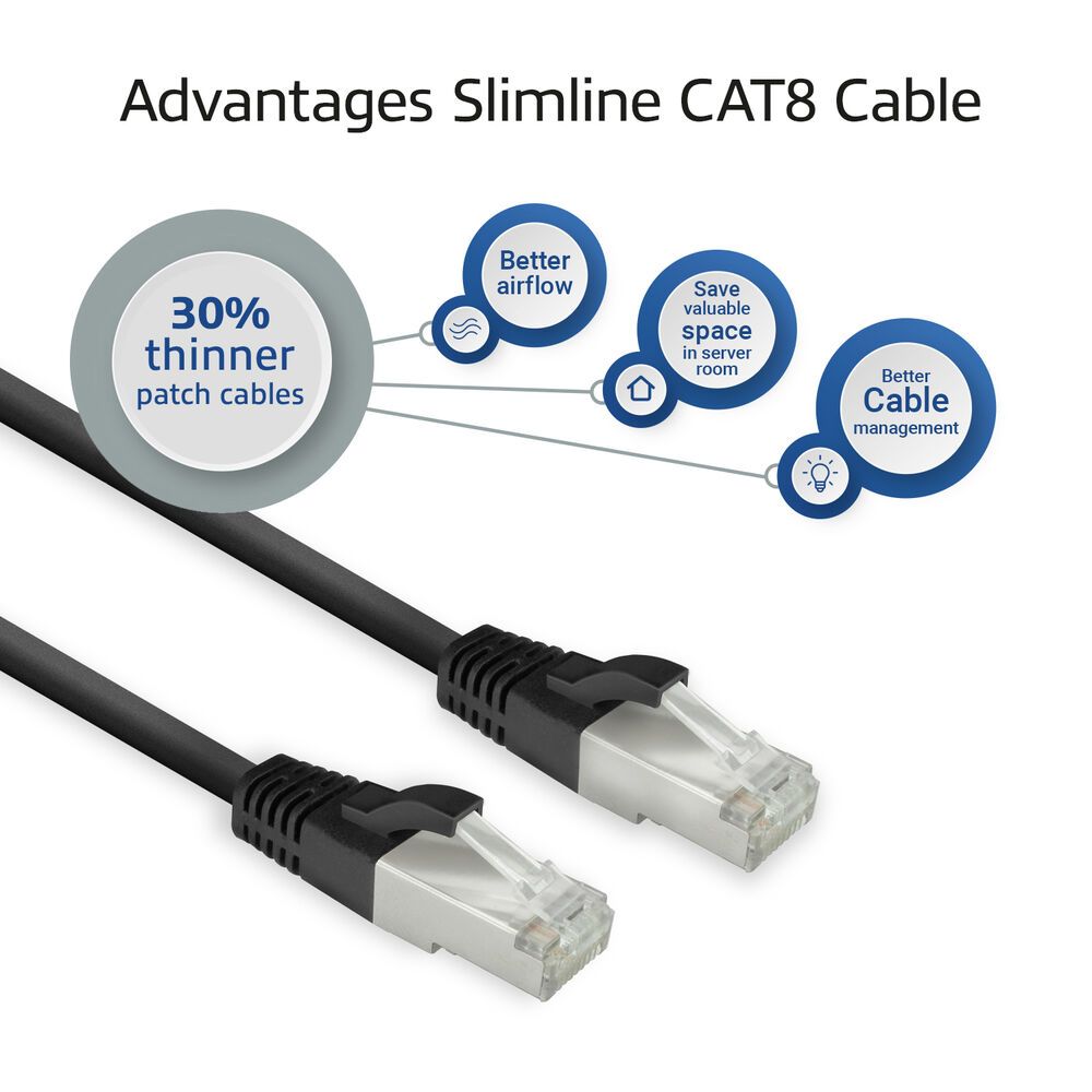 ACT CAT8 U-FTP Patch Cable 0,25m Black