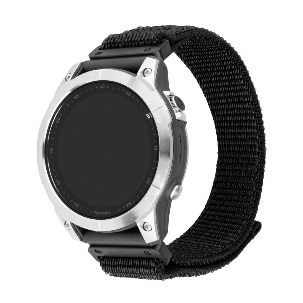 FIXED nylon sportos óraszíj Garmin QuickFit 26mm-es okosórához, fekete, FIXNST2-QF26MM-BK