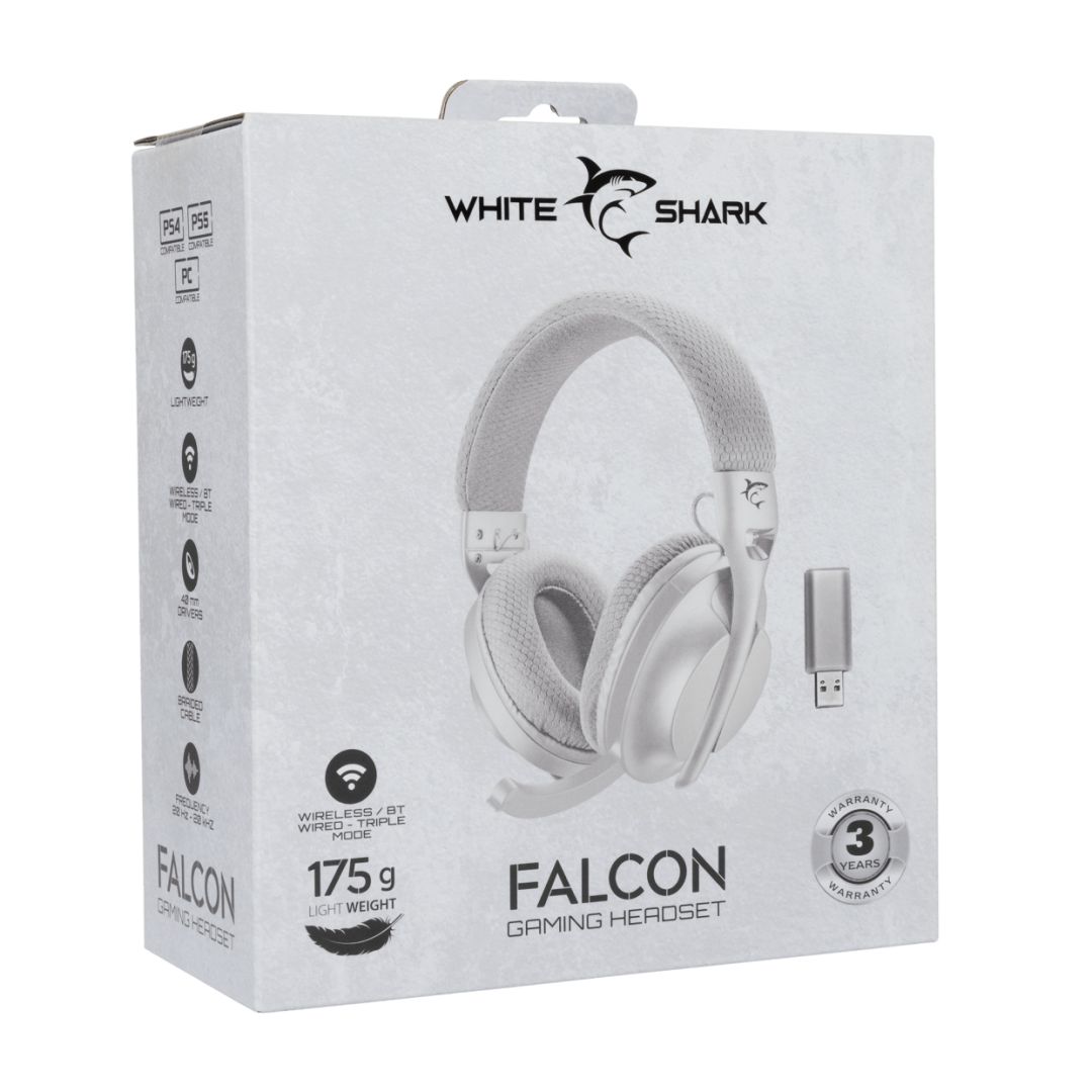 White Shark WGH-2441W Falcon Wireless Bluetooth Gaming Headset White